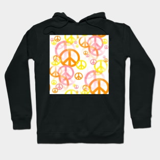 1960's Retro Peace Signs in Orange, Pink and Yellow Hoodie